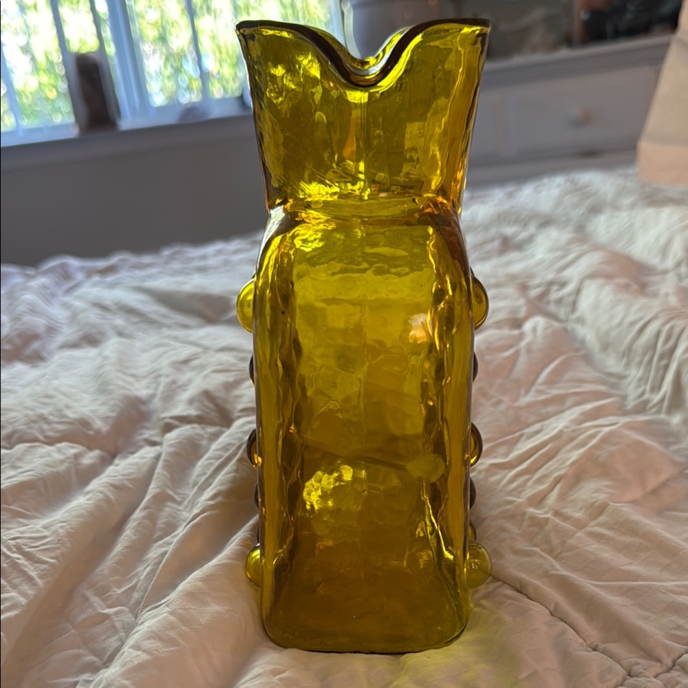 Vintage Blenko Amber Hobnail Bubble Glass Double Spout Water Pitcher - Picture 3 of 6
